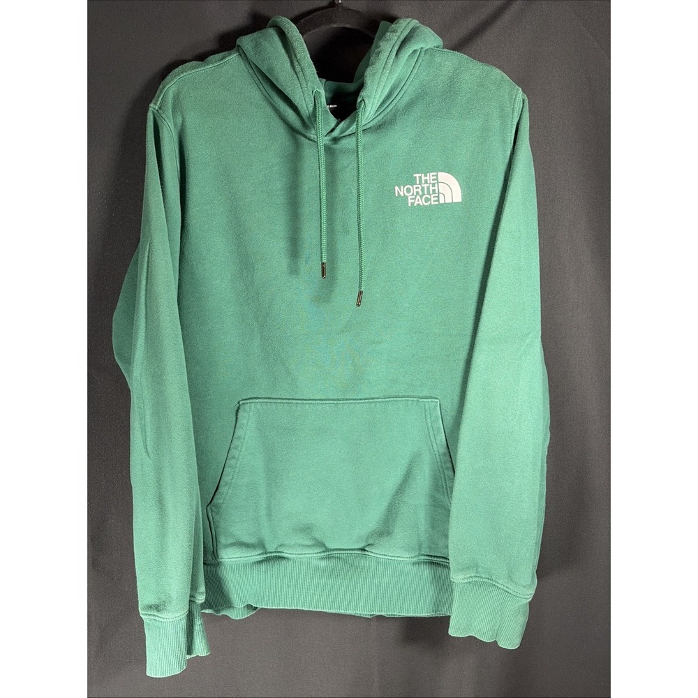 The North Face Hoodie Mens M Emerald Green Pullover White Logo Kangaroo‎ Pocket